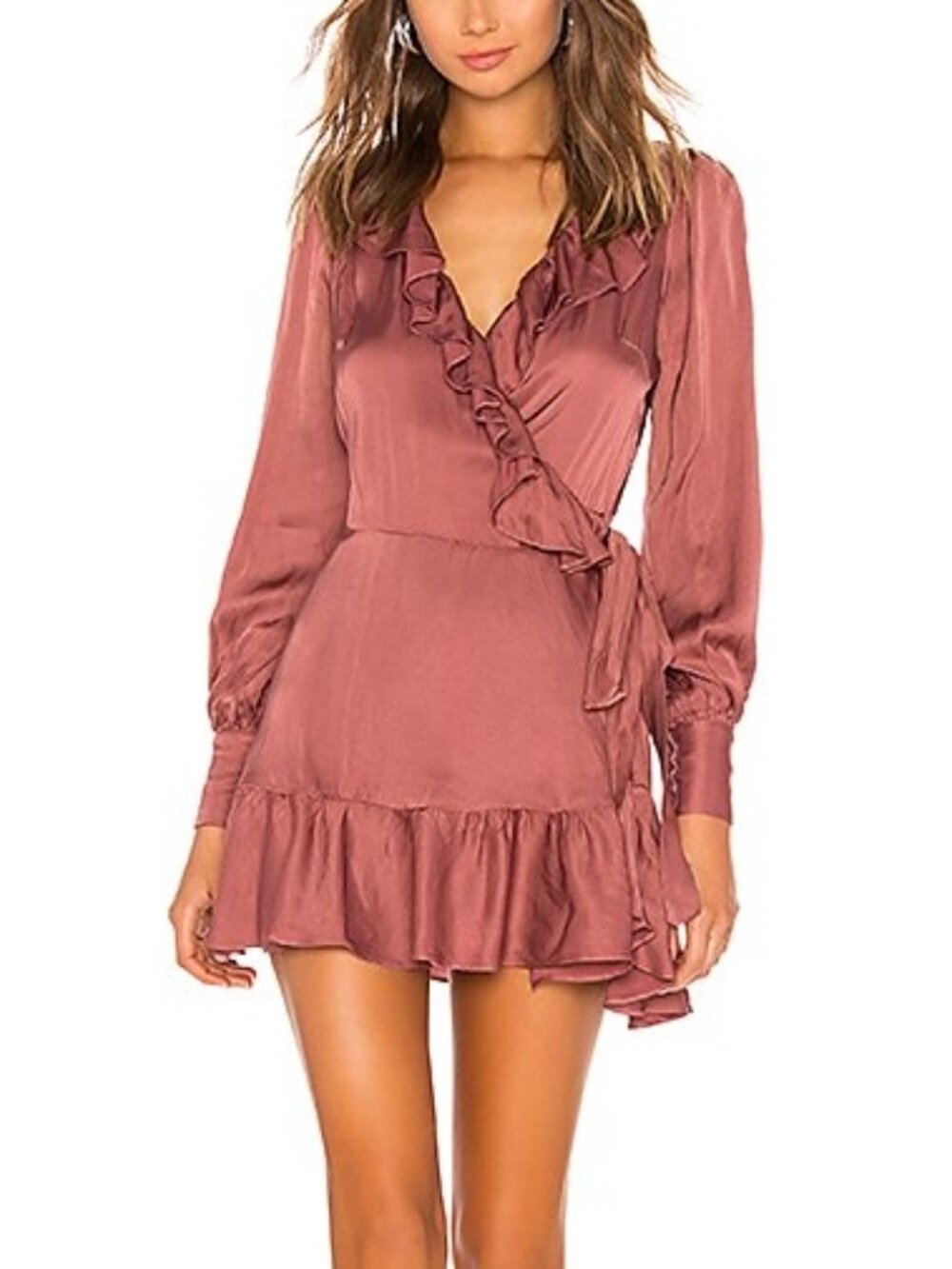 NWT Selkie The Wrap Ruffled Mini‎ Dress In Coconut Pink US 8